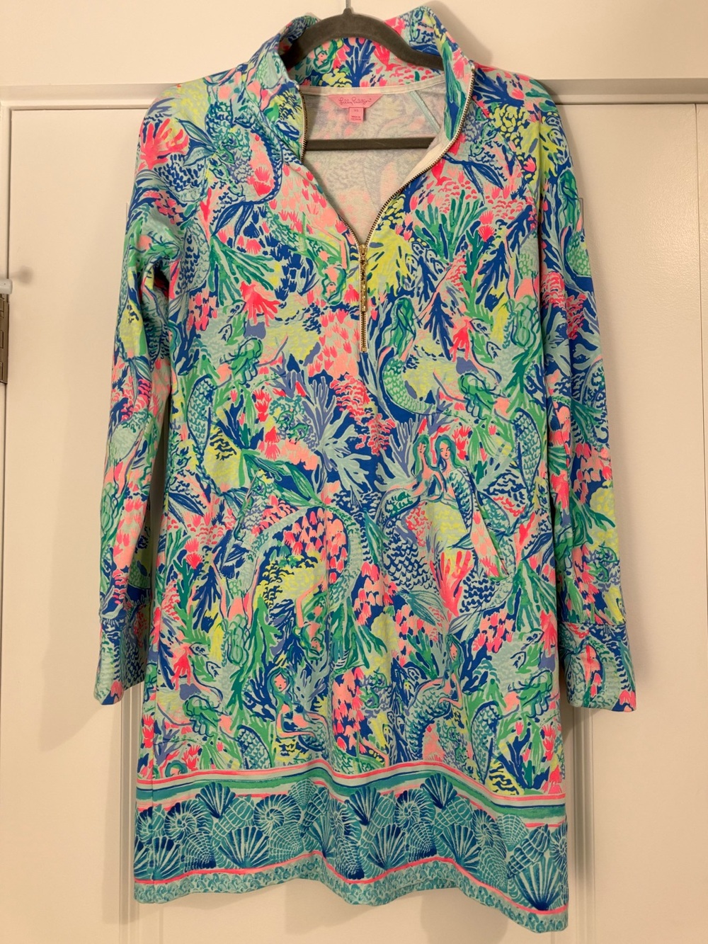 Lilly Pulitzer Skipper Popover Dress in Mermaids Cove Size XS NWOT